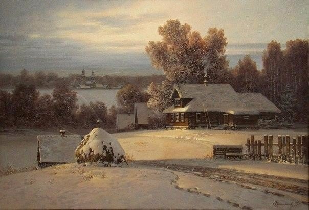 Таинственный свет солнца на картине художника Дмитрия Колпашникова.