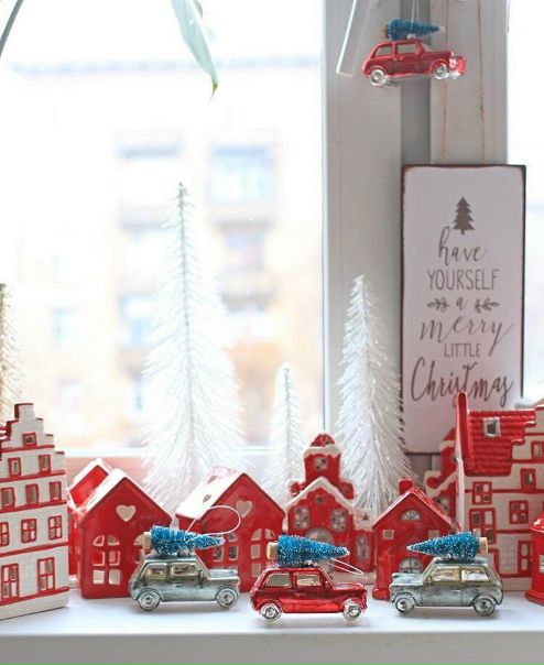 Вот такой милый яркий городок на подоконнике!) Новогоднее настроение гарантировано!!!