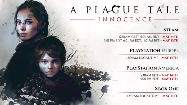Создатели A Plague Tale: Innocence сообщили точное время выпуска игры на разных платформах: